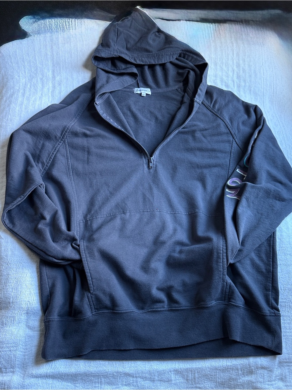 PELOTON Womens Make Your Mark Quarter Zip Hoodie Size Large Dark Gray - Picture 4 of 16